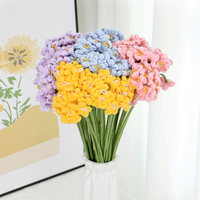 Vente en gros fleur au crochet Bouquet au crochet fait main crochet artificiel floraison Cinq têtes ne m'oublient pas fleurs faites à la main
