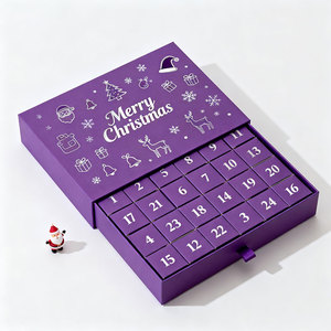 Hộp lịch chờ Giáng sinh trống, tùy chỉnh, 24 ngày, hộp mỹ phẩm bí ẩn Giáng sinh có khay, hộp quà giấy bất ngờ tự làm dành cho trẻ em - Product Image 3