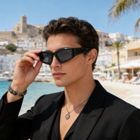 Lunettes de soleil surdimensionnées en acétate avec logo personnalisé, pour femmes et hommes, monture large, style rétro Y2K, protection UV400, lunettes de marque de luxe