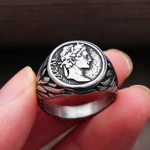 Anillo de Acero Inoxidable con Diseño de Moneda Vintage del Imperio Romano de Julio César, Joyería de Moda para Hombre, Regalo - Product Image 1