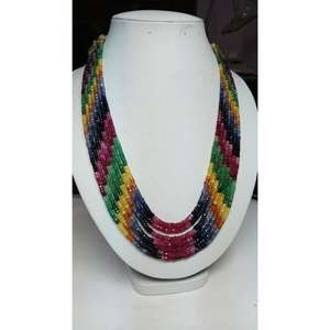 Collar de Alta Calidad con 7 Capas de Cuentas de Zafiro Multicolor Facetadas Redondas de 3mm, 4.5mm y 4mm, Piedras Preciosas Sueltas de Terceros - Product Image 3