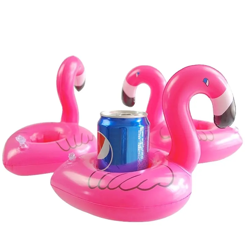 Nhà máy tùy chỉnh Bền PVC hồng Flamingo Inflatable uống có thể chủ hồ bơi Float thổi lên Cup chủ nổi