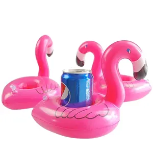 Fabriek Op Maat Gemaakt Duurzaam Pvc Roze Flamingo Opblaasbare Drinkhouder Zwembad Float Opblazen Bekerhouder Drijvend