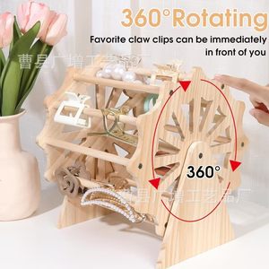 Soporte Giratorio de Madera con Forma de Rueda de la Fortuna para Pinzas de Pelo, Exhibidor Multicapa, Organizador de Escritorio, Soporte de Almacenamiento - Product Image 3