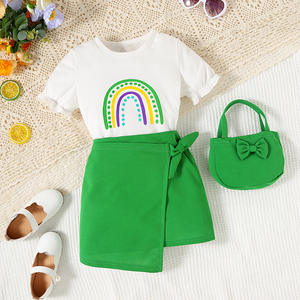 2024 Summer Girls Clothing Sets Baby Girl rainbow T-shirt + Skirt +bag 3pcs Princess Suit <strong>European</strong> <strong>Kids</strong> <strong>Clothes</strong> - Product Image 2