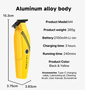 LILIPRO professioneller Hochgeschwindigkeitsmotor Aluminiumlegierung Metallmaterial schnurloses elektrisches wiederaufladbares Haarschneidemaschinen-trimmer-Set