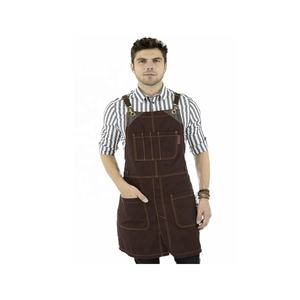 Marrón-Bartenders Lona profesional Cuero transpirable Delantal de peluquería de peluquero de alta calidad con bolsillos para herramientas - Product Image 1