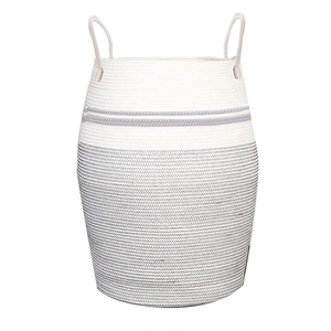 YRMT Customized cotton linen storage basket Woven Cotton Rope Home Storage Organization Laundry Basket Hamper with Handle