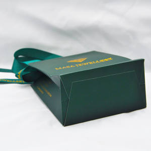 Bolsa de Papel para Joyería Verde con Logotipo Personalizado, Bolsa de Compras Hecha a Mano, Bolsa de Papel para Regalo de Joyería Hecha a Mano - Product Image 4