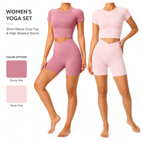 Ensemble de vêtements de sport pour femmes OEM, 2 pièces, en spandex/nylon, extensible dans quatre directions, séchage rapide, respirant, taille élastique, longueur cheville
