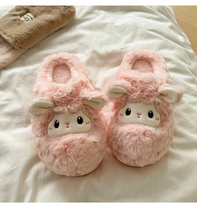 2025 зимние плюшевые шлепанцы с мультяшным персонажем, овцы, игрушки, игрушки, индивидуальные цвета для детей, пушистые тапочки для взрослых - Product Image 6