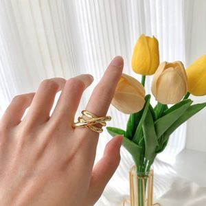 Dylam Stylish Fashion S925 <b>Silver</b> Rhodium 18K Gold Plated Waterproof Multiple Layer Twisted Geometric Irregular <b>Adjustable</b> <b>Rings</b> - Product Image 6