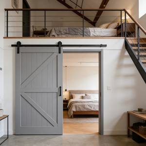 Porte coulissante multi-scènes en bois massif, peinture écologique à base d'eau, résistante à l'eau, pour salon, chambre, salle de bain, intérieur - Product Image 4