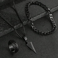 Ensemble de bijoux en alliage pour femme à thème croix, très populaire, comprenant une chaîne, une bague, un bracelet et un collier - Nouveauté pour la collection
