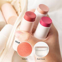 OEM 14 Warna Bentuk Bulat Single Face Cream Blush Stick Vegan Dengan Logo Anda, Saku, Travel, Grosir, Makeup Blush Vegan