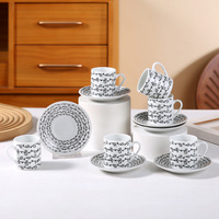 Nouvel ensemble de 6 tasses à café et soucoupes en céramique arabe de luxe, style européen, pour table basse, coffret cadeau promotionnel
