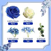20er-Set Blaue Künstliche Rosen-Blumen Geburtstagstorten-Dekoration Backzubehör Torten-Dekorations-Set