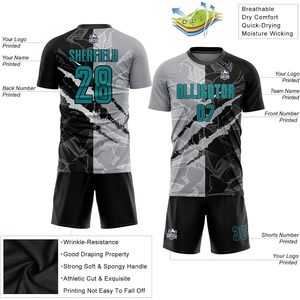 Conjunto de Uniforme de Fútbol Sublimado Personalizado, Transpirable, Unisex, para Adultos, Manga Corta, Cuello Redondo, Poliéster Elástico - Product Image 3