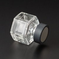 Flacon diffuseur hexagonal unique en verre transparent de 50 ml avec bouchon noir, logo personnalisé, longue durée, écologique, sans BPA, pour parfum d'intérieur