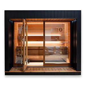 Mobiler <span class=keywords><strong>Sauna</strong></span> raum im modernen Design mit einer zylindrischen Massivholz tür und einer Veranda mit einem Ferninfrarot-<span class=keywords><strong>Sauna</strong></span> ofen - Product Image 1