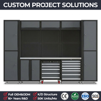 Console de rangement modulaire pour garage avec 2 armoires hautes, chariot à outils roulant à 5 tiroirs, armoire à outils à 7 tiroirs, établi d'atelier