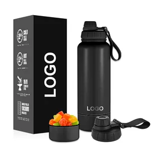 Customized Color Stainless Steel Water Bottle 2-in-1 Multifunctional Sport Tour Straw Lid Tour Sport Water Flowing Method