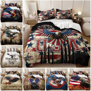 Juego de Funda Nórdica con Estampado Digital 3D Personalizado, Imagen del Día de la Independencia, Bandera <span class=keywords><strong>Roja</strong></span>, Blanca y Azul, Totem de <span class=keywords><strong>Águila</strong></span> - Product Image 2
