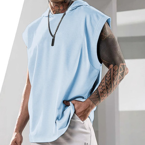 <span class=keywords><strong>Gilet</strong></span> de sport sans manches à <span class=keywords><strong>capuche</strong></span> pour <span class=keywords><strong>homme</strong></span>, ample, sportif, en polyester uni - Product Image 1