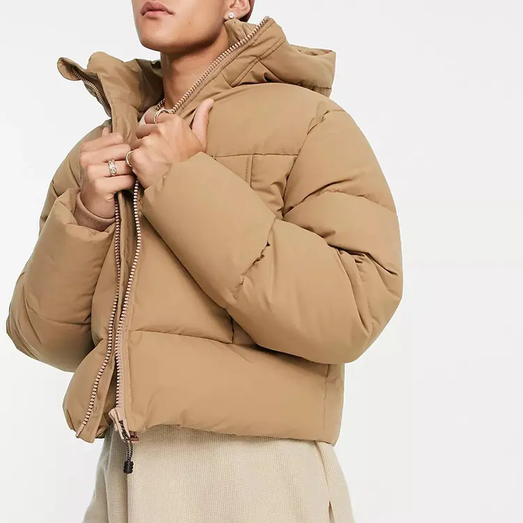 YIZHE Puffer Jacket Men With Hoodie Lightweight Sublimation Cropped Puffer Jacket