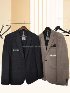 Hot Sale In Stock <b>Men</b> Suit 3 Pieces Set <b>Vest</b> Pants Plaid <b>Grey</b> Groom Suits for - Product Image 3