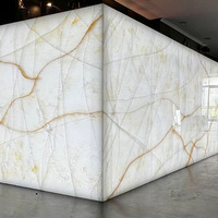 Mini-bar en pierre d'albâtre avec éclairage LED - Design moderne pour les boîtes de nuit, les restaurants, les caves et les bars à domicile - Écologique et durable