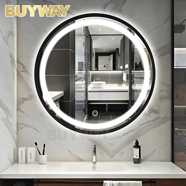 Smart Makeup Wall Mirror Bath Toilet LED Household Wall Hanging Mirror for Hotel Project Wholesale Mirror with Metal Framed