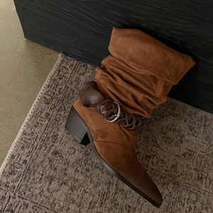 Nuovi <span class=keywords><strong>Stivali</strong></span> da Cowboy da Donna 2026, Design con Cinturino Arricciato, Stile Western, Altezza Media, Disponibili in Stock, Quantità Minima Bassa - Product Image 1