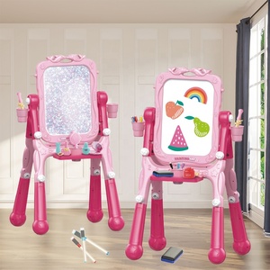 2 In1 Multifunctionele Magnetische Tekentafel Roze Opdoen Spelen Dressoir Tafel Schrijfbord Met Stoel Voor Meisjes - Product Image 4