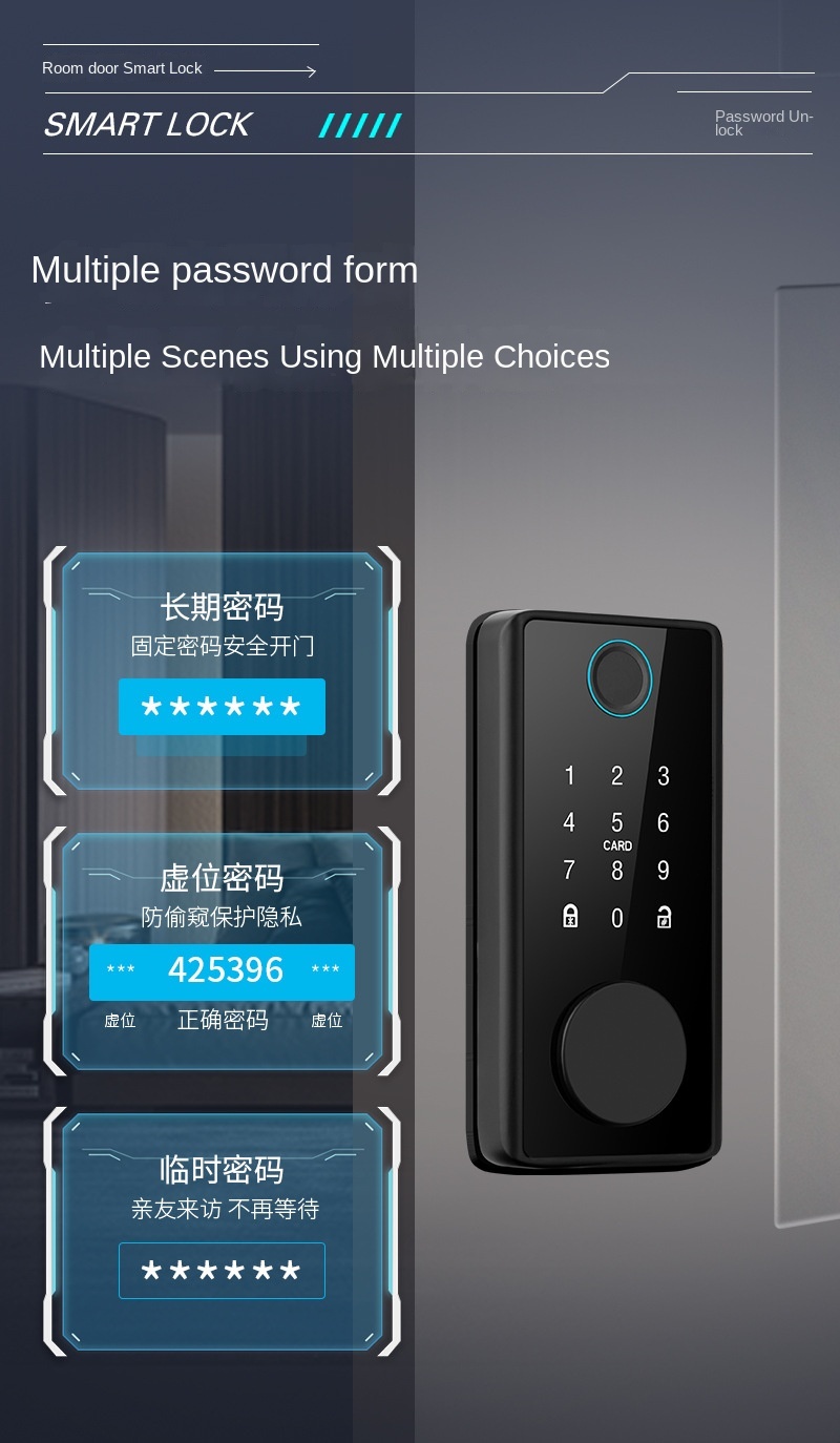 Li Wen Smart Glass/Aluminum Door Lock Tuya App Control Fingerprint Face Recognition USB Port Memory Card Single Latch Set · image 5
