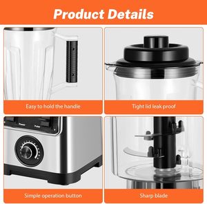 Licuadora Comercial de Alta Resistencia 6 en 1 de 3L con Velocidad Variable y Motor de Cobre Puro - Procesador de Alimentos y Exprimidor de Smoothies - Product Image 4