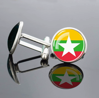 Boutons de manchette en métal avec surface en verre bombé, imprimé drapeau de l'Afrique du Sud, motif de cérémonie et drapeaux de pays, bijou ornemental, cadeau
