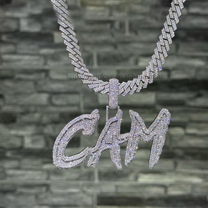 Pendentif Hip Hop personnalisé en or massif 18 carats avec lettre et diamant de laboratoire CAM, ajouré, pour ensemble de bijoux chaîne tennis - Product Image 3