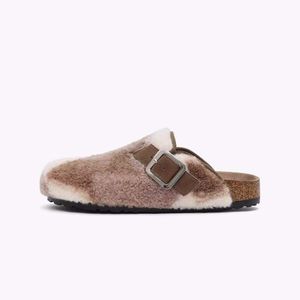 Women's Casual New Autumn Winter Genuine Leather Mules Custom Cork Clogs <b>Slippers</b> Soft Cashmere Fur Fabric Upper <b>Summer</b> Season - Product Image 1
