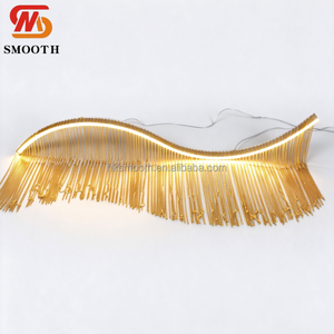 Lámpara de araña de cristal con borlas de forma ondulada glamorosa de 120 cm, con tira de LED integrada, luz colgante brillante para techo de boda. - Product Image 4