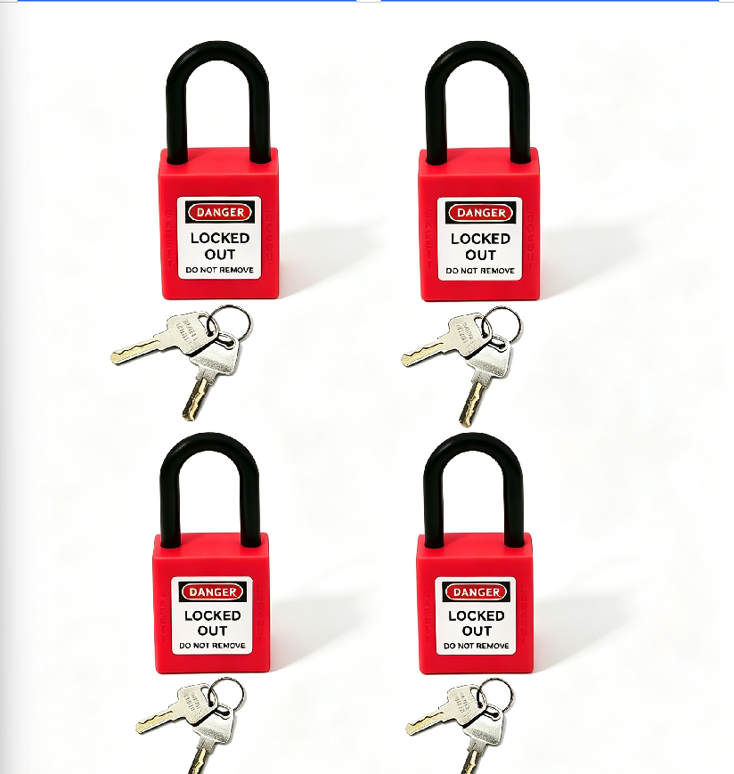 PVC Safety Padlock Lockout Tagout Key Operated Square Lock Danger ...