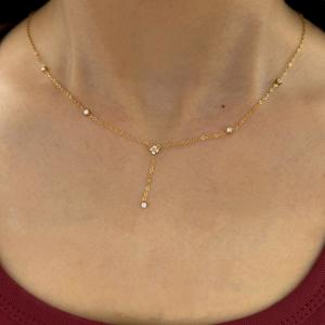 كليورو مقاوم للماء الفولاذ المقاوم للصدأ أربع أوراق البرسيم الزركون على شكل حرف Y قلادة الموضة العصرية مجوهرات النساء - Product Image 1