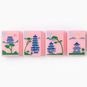 Juego de Mahjong de Lujo Moderno para Cuatro Jugadores, 160 Piezas de Acrílico Rojo Rosa, en Stock, Opciones Personalizables Disponibles - Product Image 4
