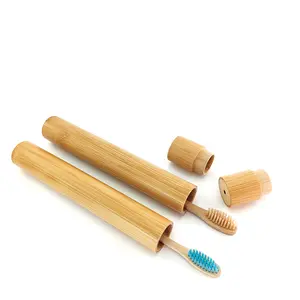 Eco-friendly natural bamboo tubes packaging, bamboo toothbrush holder, bamboo toothbrush case