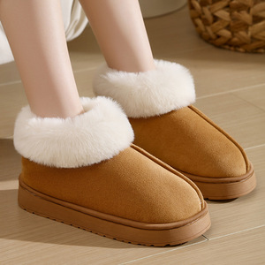 Zapatillas de invierno unisex con forro polar grueso, puntera circular, suela de PVC, ligeras, antideslizantes, cálidas y silenciosas para exterior e interior - Product Image 2