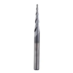 TBM Carbide phay Cutter Tungsten thép rắn gỗ khắc Router bit CNC công cụ 2-cạnh r0.25 * 100L * D8 côn Bóng đầu cuối nhà máy