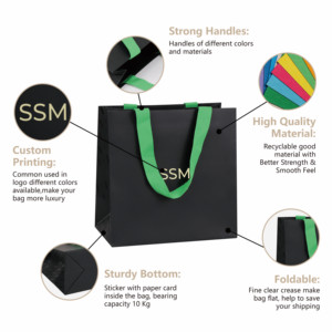 Bolsa de Regalo de Joyería de Lujo Ecológica con Certificación FSC, Personalizable con Marca, Bolsa de Compras de Papel <span class=keywords><strong>Azul</strong></span> <span class=keywords><strong>Marino</strong></span> Reciclado con Cinta y Lámina Dorada - Product Image 3