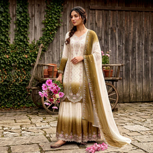 Beautiful Embroidered Sharara <b>Suit</b> <b>3</b> <b>Piece</b> Indian Salwar Kameez Set for <b>Women</b> Ethnic Party Wear designer clothes clothes <b>women</b> - Product Image 1