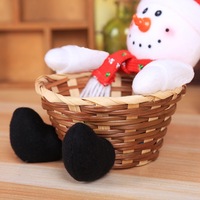 Panier de Noël pour bonbons, décorations de table douces en forme de Père Noël, bonhomme de neige, homme en pain d'épices, renne, pingouin, rangement pour cadeaux de Noël, fête de fin d'année, maison