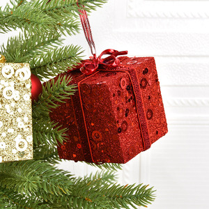<b>Silver</b> Red Painted Foam Pendant Christmas Tree Dress-Up Hanging <b>Ornaments</b> for Shopping Mall Window Scene Decoration Gifts Boxes - Product Image 3